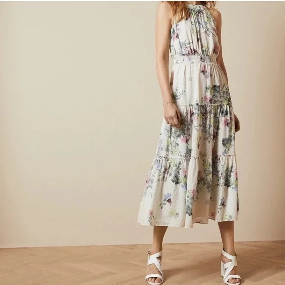 Ted Baker | Dresses | Ted Baker Pergola Tiered Halterneck Midi Dress |  Poshmark